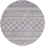 SAFAVIEH Arizona Shag Collection Area Rug - 3'2" Round, Grey & Ivory, Moroccan Design, Non-Shedding & Easy Care, 1.6-inch Thick Ideal for High Traffic Areas in Living Room, Bedroom (ASG741G)