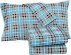 RUVANTI Flannel Sheets Full Size - 100% Cotton Double Brushed Bed Sheets Set, Deep Pockets 16 Inches, All Seasons Breathable & Extra Soft Full Sheets, Warm & Cozy, 4 Piece, Teal Plaid