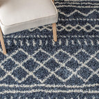 SAFAVIEH Arizona Shag Collection Area Rug - 6' x 8', Slate Blue & Ivory, Non-Shedding & Easy Cleaning, Plush Thick Pile, Ideal for Living Room, Bedroom, Dining Space (ASG741L)