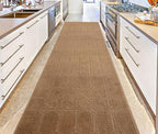 Custom Size Modern Abstract Floor Carpet Runner Rug for Hallways, Slip Resistant Latex Rubber Backed, 31 inch Wide X Customized Length, Art Gold Tan, 31 inch X 32 feet