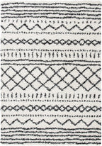 SAFAVIEH Arizona Shag Collection Accent Rug - 4' x 6', Ivory & Black, Moroccan Design, Non-Shedding & Easy Care, 1.6-inch Thick Ideal for High Traffic Areas in Entryway, Living Room, Bedroom (ASG741Z)