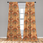 Ambesonne African Curtains, Motif with Pattern Design, Window Treatments 2 Panel Set for Living Room Bedroom, Pair of - 28" x 63", Brown Orange