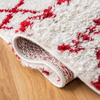SAFAVIEH Arizona Shag Collection Area Rug - 6'7" x 9'2", Ivory & Red, Moroccan Design, Non-Shedding & Easy Care, 1.6-inch Thick Ideal for High Traffic Areas in Living Room, Bedroom (ASG741P)