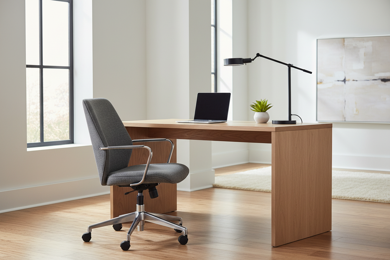 Home Office Furniture

Designed for productivity and comfort, our desks and seating solutions support focused work while maintaining a polished, home-friendly look.  (make it real photo)